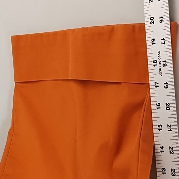 Venizia 18 Wide Cuff Stretch Cropped Trousers Smooth Back Front Pockets Orange - Picture 4 of 12